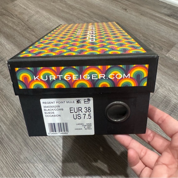 Kurt Geiger Regent Point Rainbow Embellished Crystal Ombré Mule Heels - Picture 16 of 16